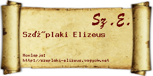 Széplaki Elizeus névjegykártya
